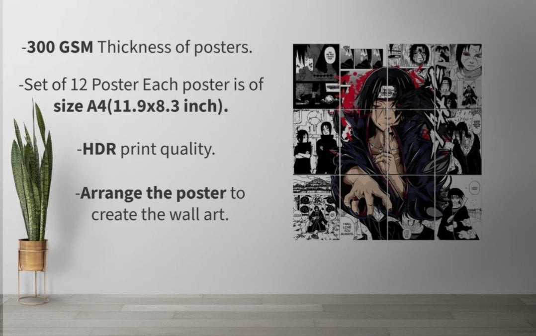 Set of 12 Itachi manga kit wall decoration