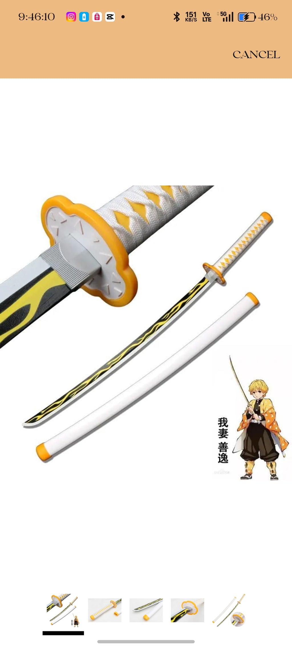 Demon Slayer Zenitsu (100cm Life-Size) Wooden Katana | Premium Anime Sword for Cosplay, Martial Arts, Display & Training | Elegant Gift for Fans, Kids, Teens & Collectors:-