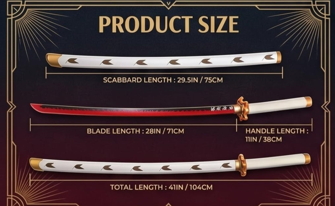 Demon Slayer Rengoku Wooden Katana 104cm Cosplay Sword w/Stand
Rengoku Kyojuro 104cm flame katana with display stand. Durable bamboo & wooden build, lightweight design for cosplay.