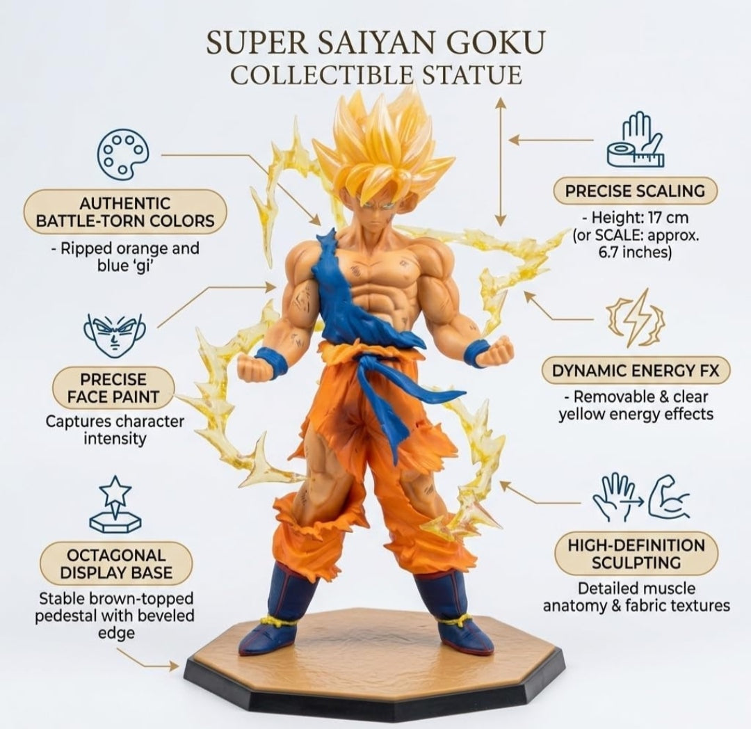 Anime Action Figure 17 cm Superhero Collectible Figure for Car Dashboard, Home Decoration & Gifting | Dragon Ball Z Style Character Statue for Anime Lovers (Goku VI)