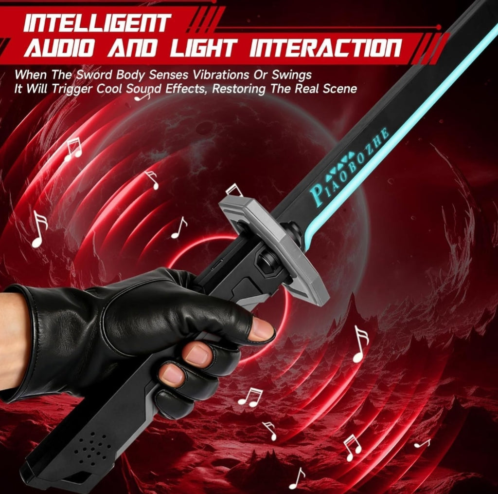 Cyberpunk Spark Sword Toys- 31.5inch 8 Colors RGB LED Light, Mist Spray, Cool Spark, Smart Hit Sound Interaction